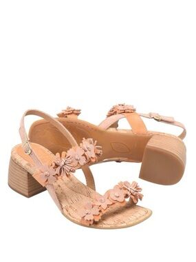 Born Spring Flower Wedge Leather Orange Pink New Size 11